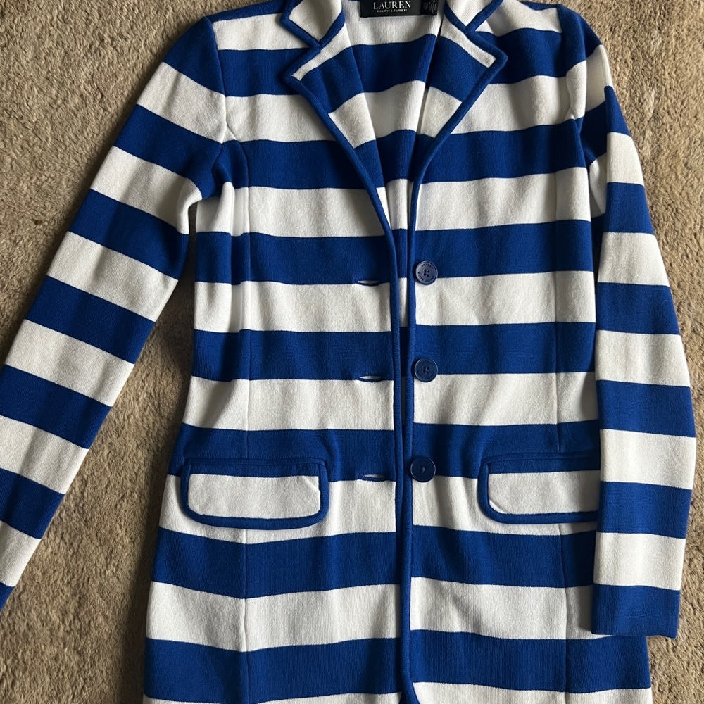 Ralph Lauren Blue and White Striped Blazer Size XXS